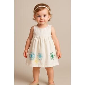 Vintage Style White Carter’s Floral Embroidered Dress Toddler Girls 24M